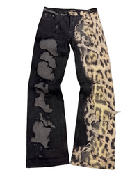 Fall/Winter 2001 Roberto Cavalli Leopard & Fur Print Jeans