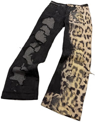 Fall/Winter 2001 Roberto Cavalli Leopard & Fur Print Jeans
